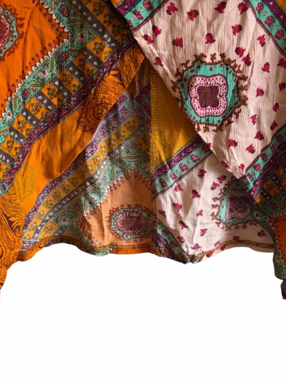 Bohemian Orange Wrap Maxi Skirt - Picture 3 of 6